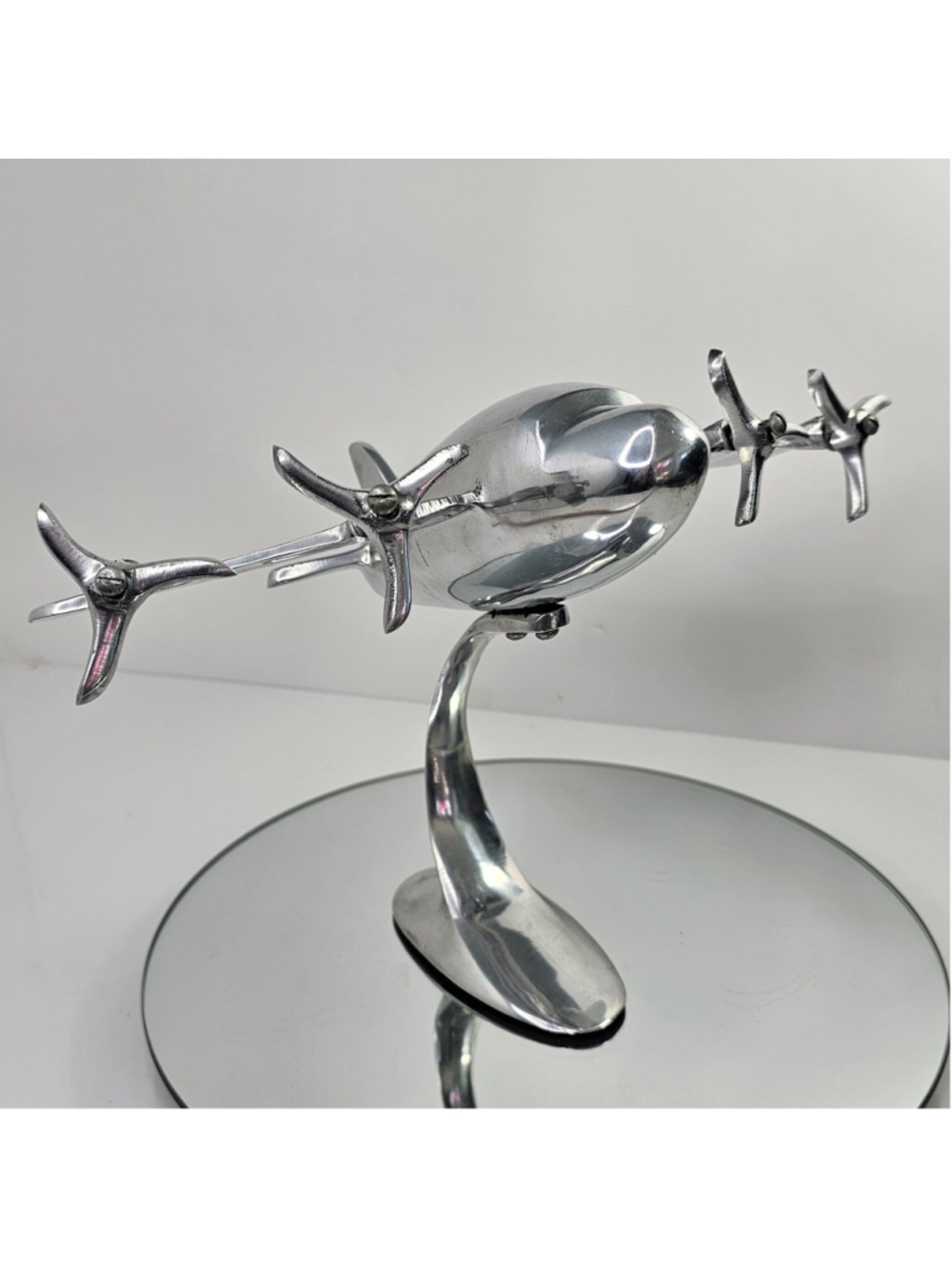 Vintage Airplane Desk Model Display Stand Propeller Plane 12” x 9” x 8”
